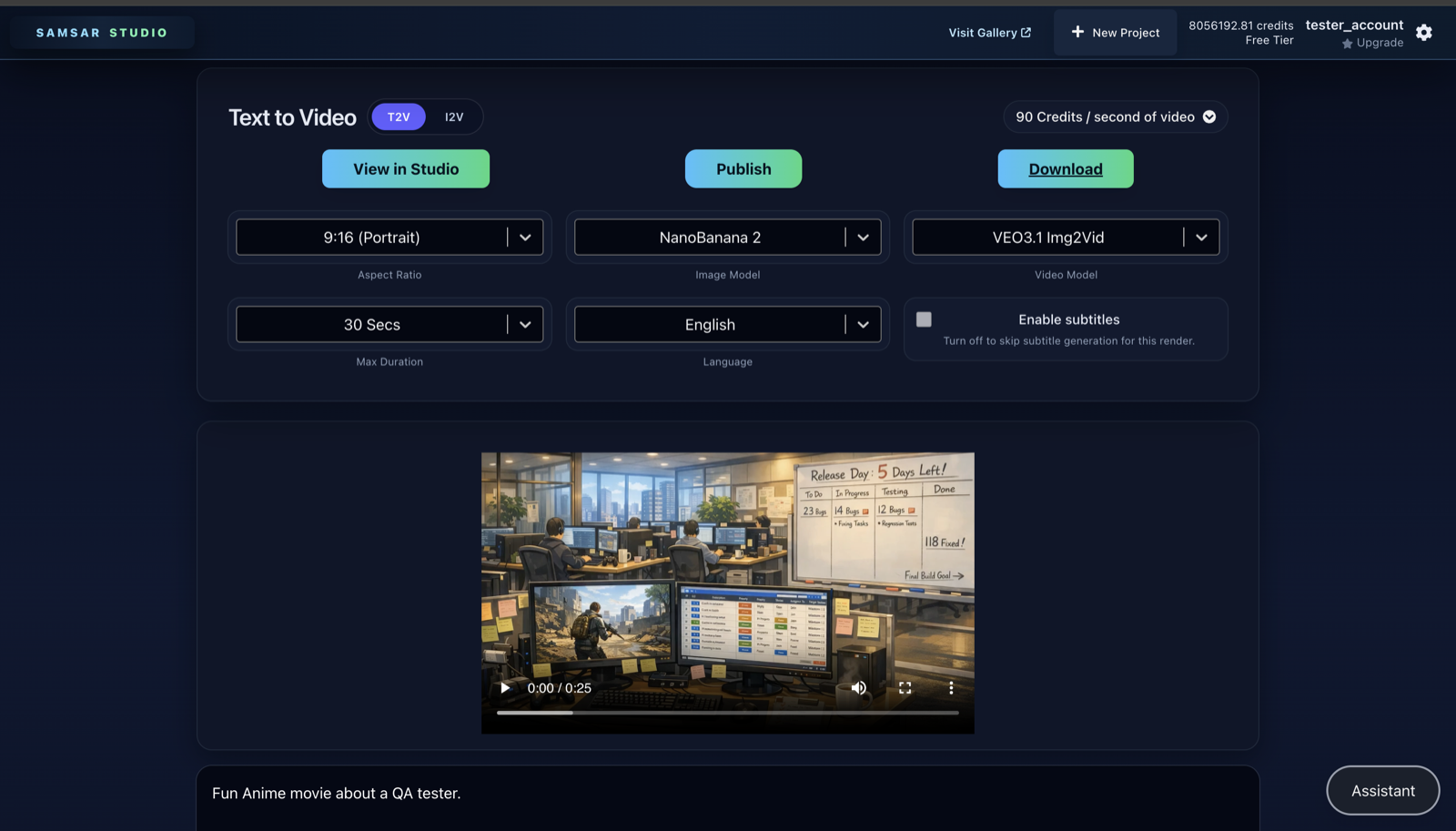 Vidgenie text-to-video screenshot